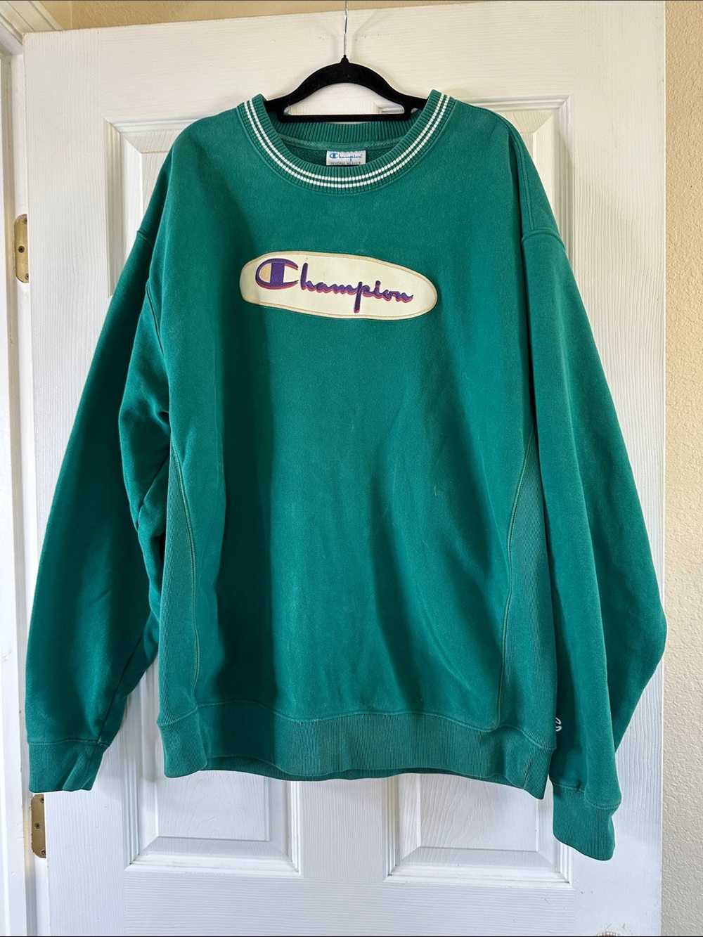 Vintage Champion Teal Green Crewneck Sweatshirt with Embroidered Logo